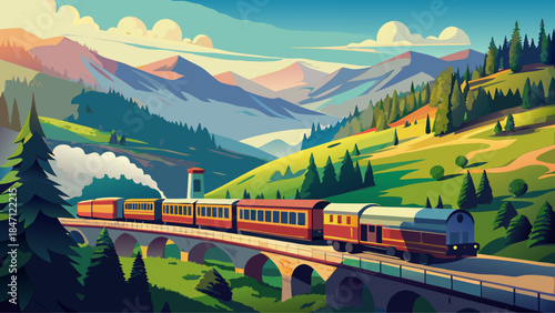 Very beautiful scenic view of Cass Scenic Railroad State Park, featuring historic trains surrounded by lush green forests, soft bokeh highlights, and a peaceful atmosphere celebrating heritage and nat