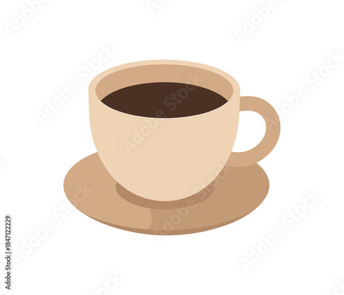 Minimalist coffee cup icon on saucer in soft earth tones