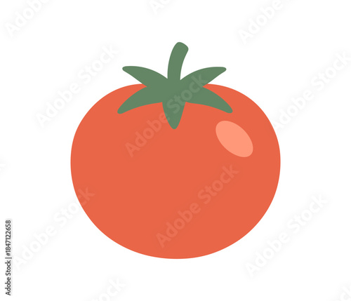 Simple flat tomato art with leaf detail