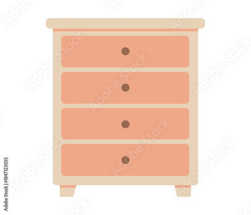 Minimalist wooden chest of drawers in flat design for home decor