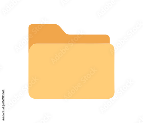 Simple flat style yellow folder icon on white background