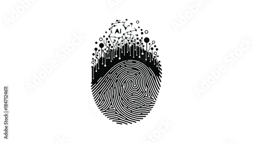 Fingerprint with cityscape emerging urban identity concept modern illustration for technology and innovation themes