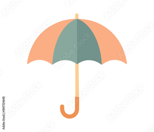Colorful flat design umbrella icon with minimalist aesthetic