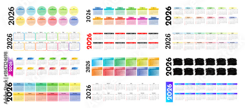 Calendar for 2026 isolated on a white background