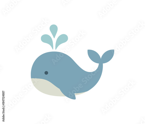 Adorable whale design with water spout