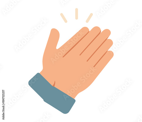 Minimalist flat design hand clapping gesture with applause lines