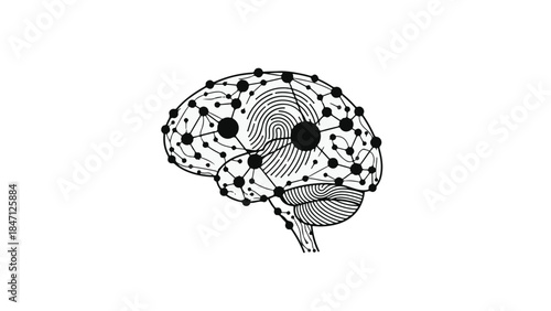 Creative brain with innovative artistic design and patterns on white background for concept of imagination and innovation