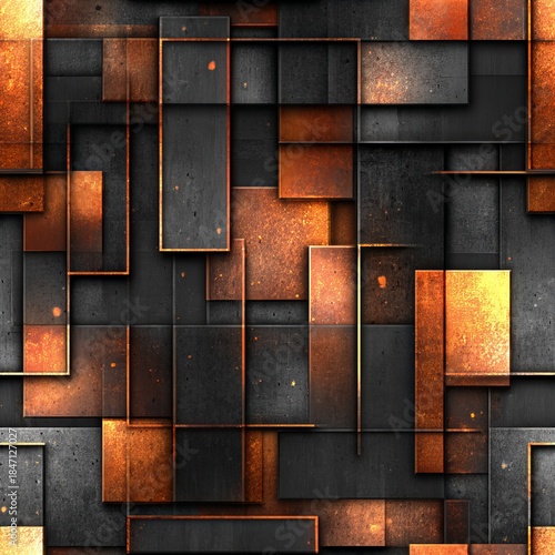 Seamless tile pattern with squares in layers.