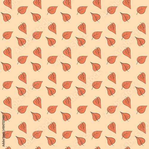 Seamless leaf pattern. Tropical leves wallpaper. Endless background. Vector hand drawn design for fabric, textile, wallpaper, poster, cover, invitation. Trendy print. Ornament with twigs.