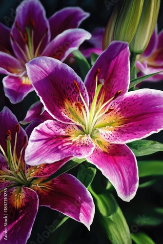 Pink Lilies in Bloom