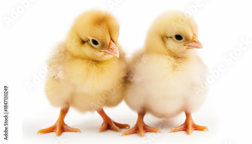 Wallpaper Mural Two cute fluffy baby chickens on white background Torontodigital.ca