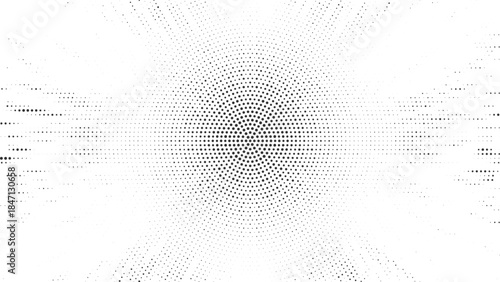 Black radial halftone explosion background for dynamic posters, motion graphics, abstract branding, modern digital design vector illustration