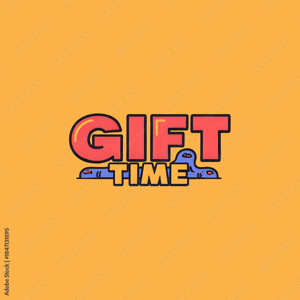 Obraz premium Gift Time Lettering Graphic on Warm Orange Background