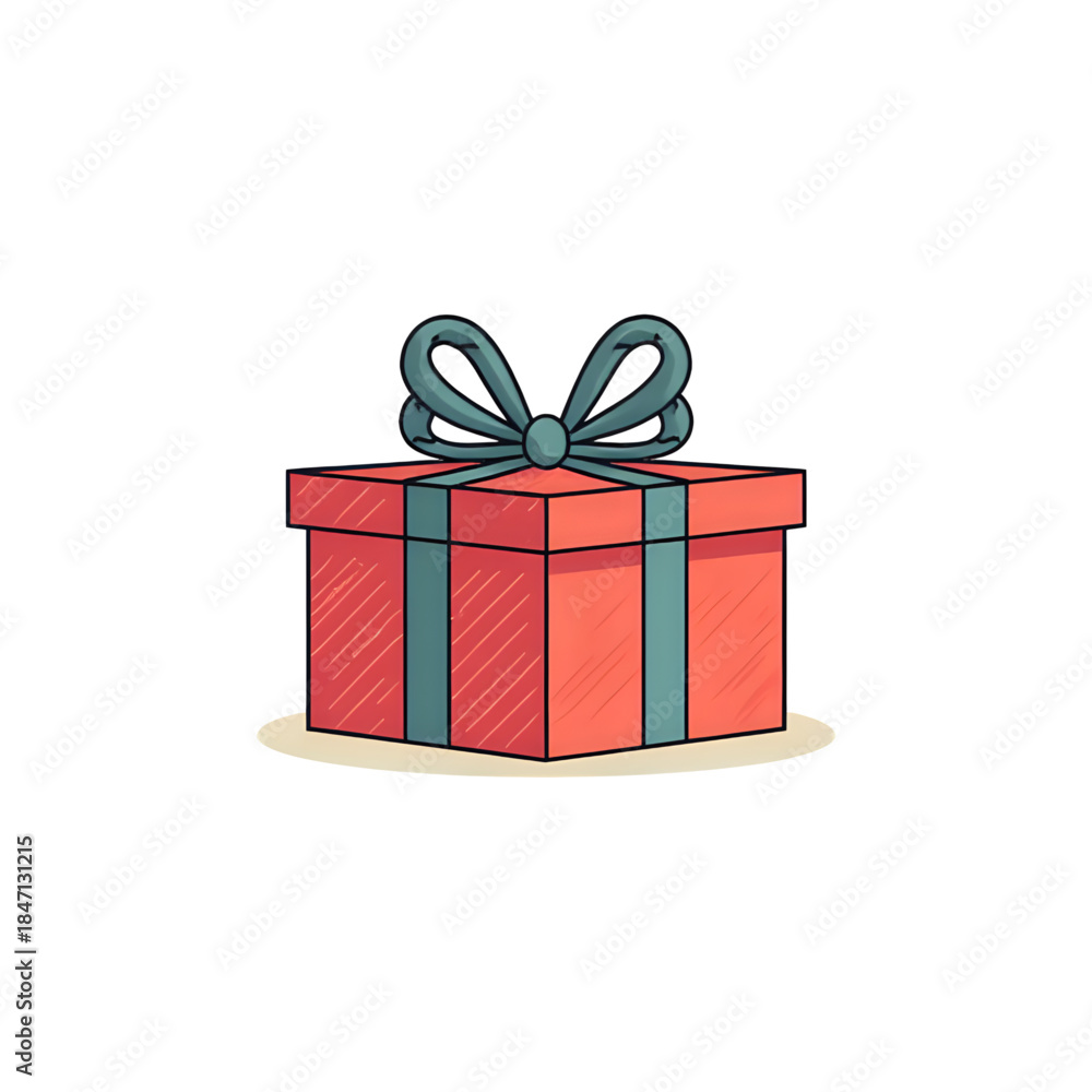 Obraz premium Festive Red Gift Box with Blue Bow Illustration for Celebrations and Giving