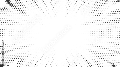 Halftone radial starburst background for abstract posters, digital layouts, modern branding, creative graphic design vector illustration