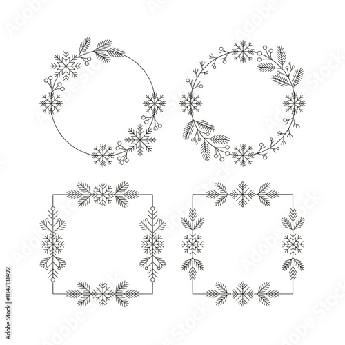 Elegant snowflake border designs for winter and Christmas decor