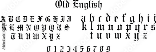 Traditional Gothic Old English Alphabet and Numbers Set