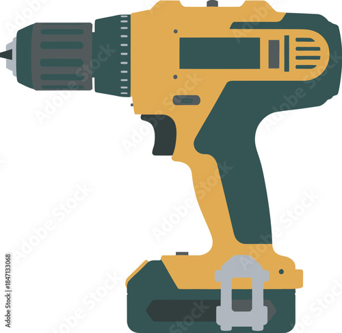 Handheld Electric Drill Vector Illustration