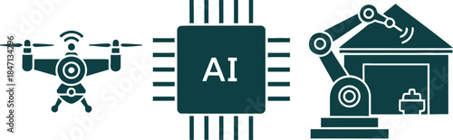 Drone AI Chip and Robotic Arm in Factory quadcopter artificial intelligence