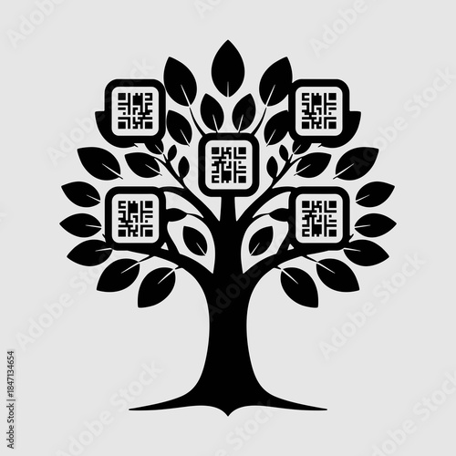 QR code tree minimalist illustration