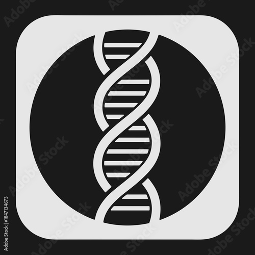 Minimalist sticker icon, deoxyribonucleic acid motif for education and biotechnology
