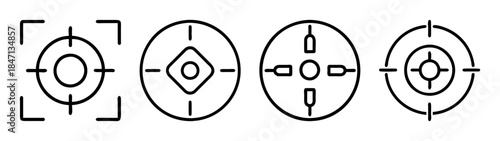 A set of four different target and crosshair line icons for aiming and precision
