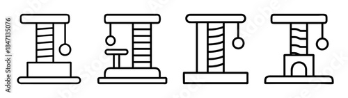 Collection of cat scratching post icons showing different styles and features for pets