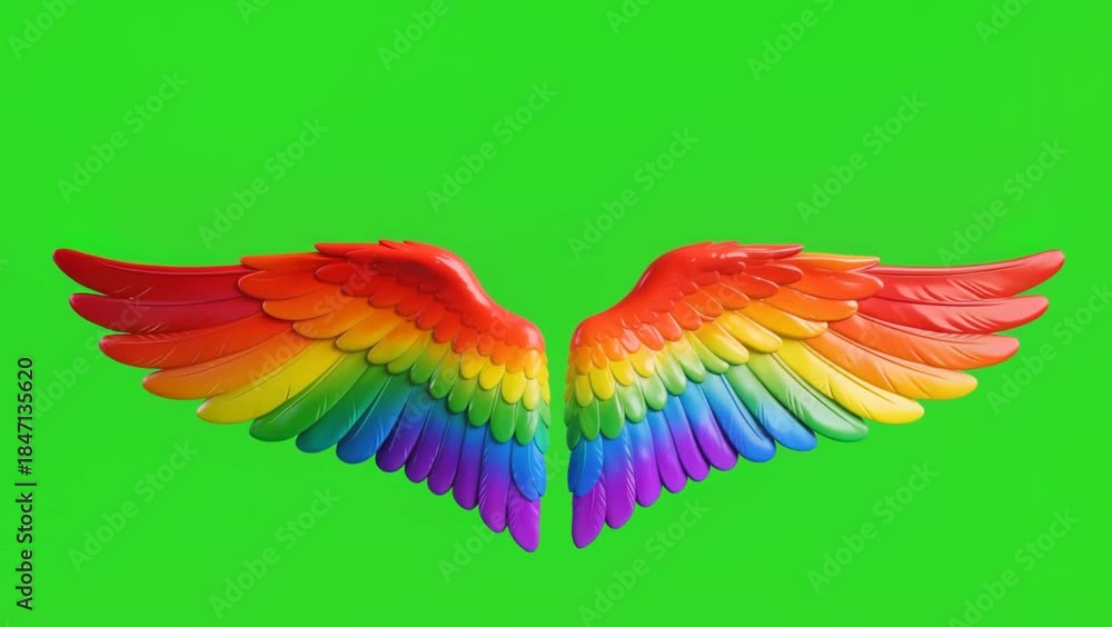 Rgb Wing Rave Rainbow-colored wings flapping in a seamless animation. Symbol of LGBTQ ...