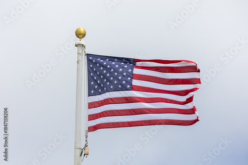 American flag blowing in the wind