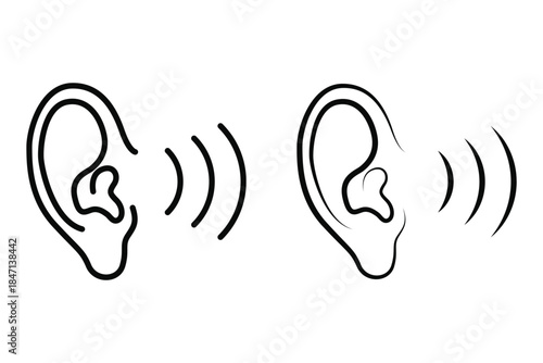 Line Drawing of an Ear with Sound Waves graphic representation ear radiating transparent bag round-01.eps