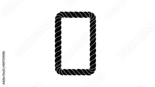 A simple black rope forming an open rectangular shape against a plain white background