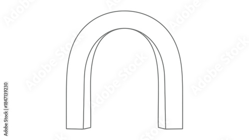 A simple black and white illustration of an arched doorway or opening on a white background