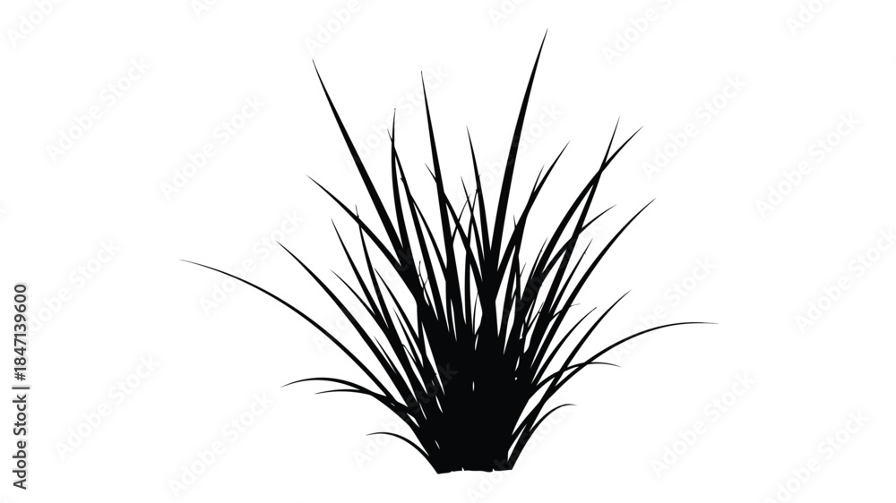 Fototapeta premium A simple black and white illustration depicting a cluster of grass blades on a white background