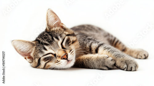 Wallpaper Mural Adorable Tabby Kitten Sleeping Peacefully on White Background Torontodigital.ca