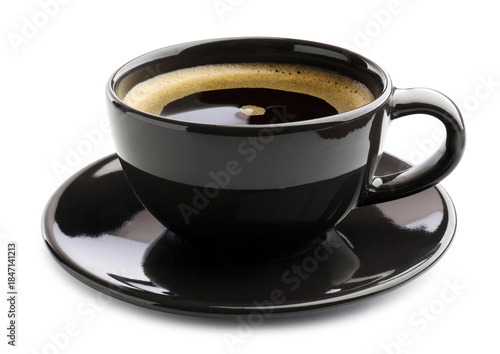 Fotografie Aromatic coffee in cup on white background