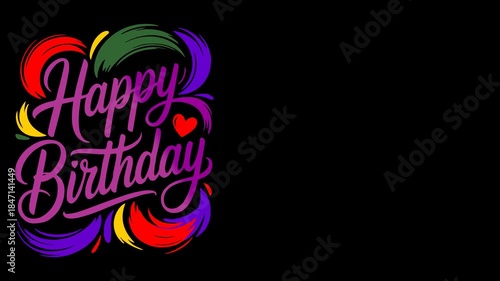 Happy Birthday — looped holiday lettering animation with alpha channel