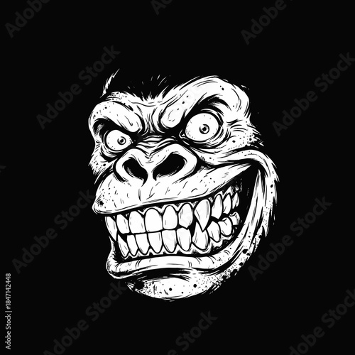 Maniac Gorilla Face Cartoon