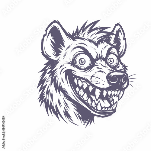 Crazy Hyena Head Illustration