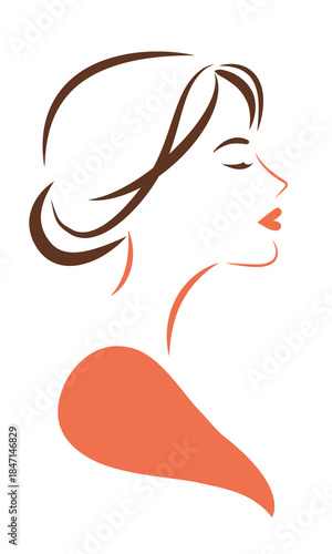  Minimalist woman profile line art
