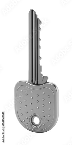 Metal key on transparent background. 3D illustration