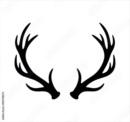 Deer antlers silhouette icon logo vector illustration isolated on white background