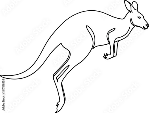 Minimalist Line Art of Kangaroo in Motion, Australian Wildlife Illustration