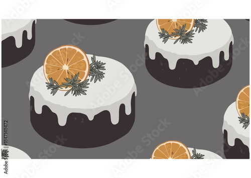 Colorful cake illustration, delicious dessert, festive treat, isolated on white background