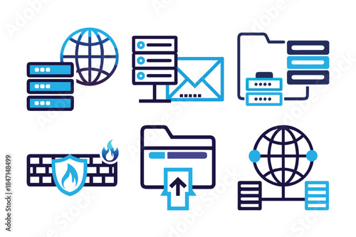 Web-Hosting icon Set vector illustration