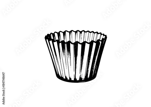Silhouette of two baking cups, minimalist style, black and white, suitable for culinary designs, copy space