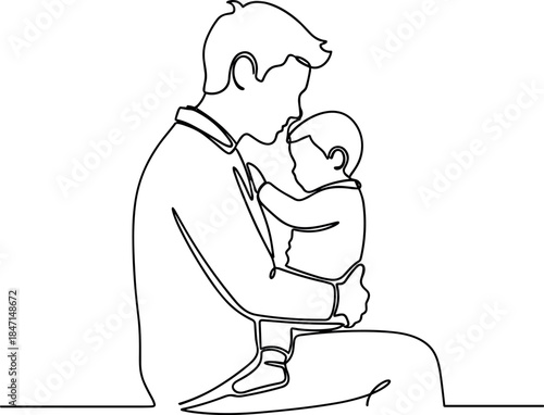 Father holding and cuddling his baby, love and care concept