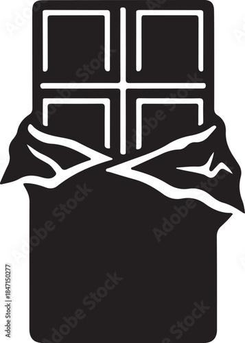 Chocolate bar icon symbol. sweet snack illustration. cocoa confectionary vector graphic design element. delicious dessert treat silhouette.