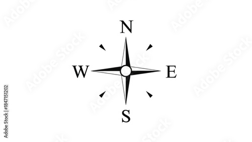 Simple black and white compass rose icon showing cardinal directions