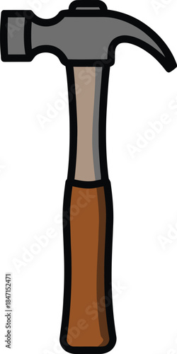 Claw hammer tool illustration metal wood