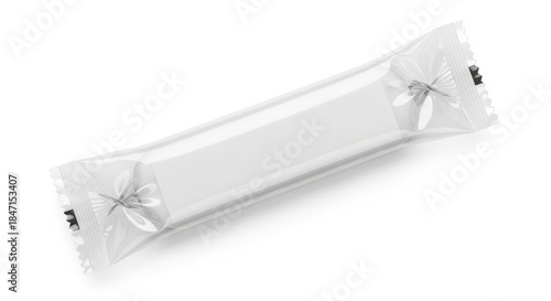 Blank white snack wrapper packaging for branding.